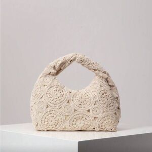 Floral Woven Bag, Bohemian Tote, Pleated Hand Bag, Straw Pattern Randomly Picked